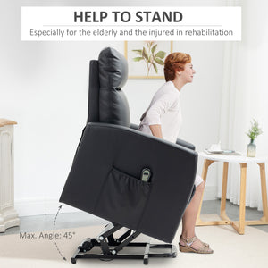 Electric Lift Recliner Chair with Remote Control and Side Pocket, Black