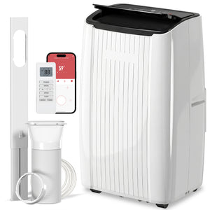 12,000 BTU 5-in-1 Portable Air Conditioner with Cooling, Heating, Dehumidifying, Fan, Sleep Mode, Wi-Fi Voice Control, White