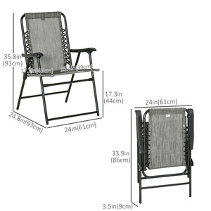 Set of 2 grey folding outdoor chairs