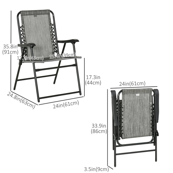 Set of 2 grey folding outdoor chairs