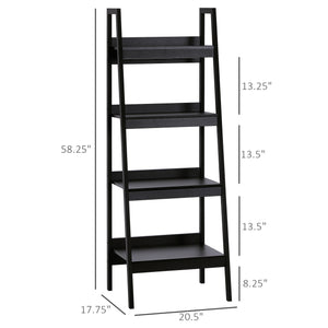 Set of 2 4-Tier Ladder Shelves, Black