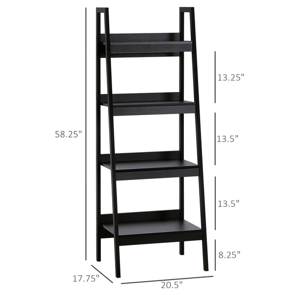 Set of 2 4-Tier Ladder Shelves, Black