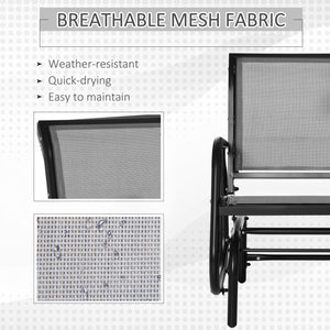 Rocking chair with seat and backrest in breathable mesh fabric, grey