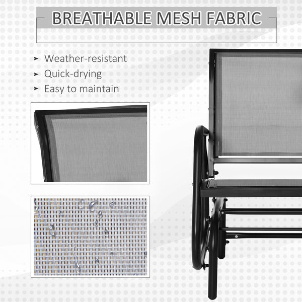 Rocking chair with seat and backrest in breathable mesh fabric, grey