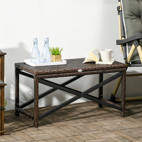 Brown resin wicker patio side table
