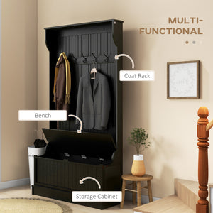 3-in-1 Hallway Unit with Coat Rack, Black 