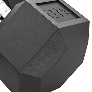 Set of 2 hexagonal dumbbells of 40 lb with rubber coating – Black