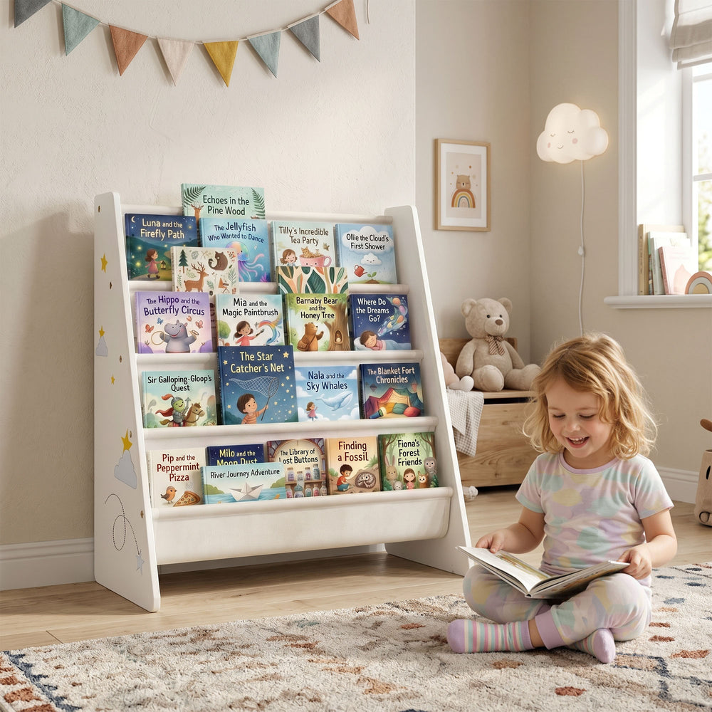4-tier children's bookcase with open display shelf for books