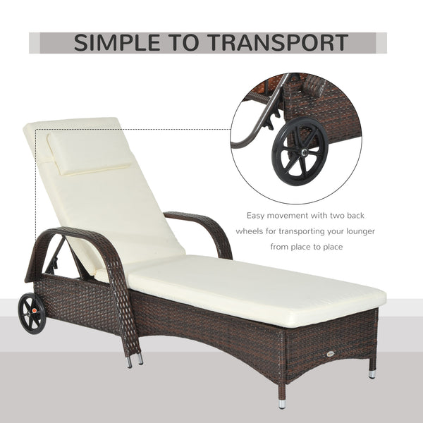 Woven resin chaise lounge with headrest, cream white