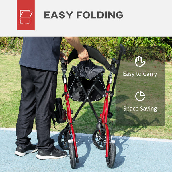 Senior Walker with 8-inch Wheels Red