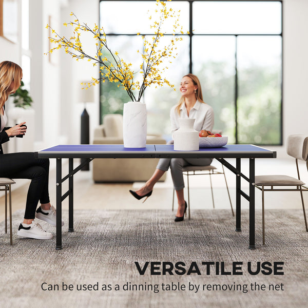 Foldable ping pong table with adjustable legs and net