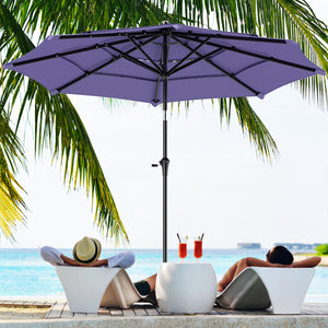 10.7-foot parasol with crank, push-button tilt, and vents, purple