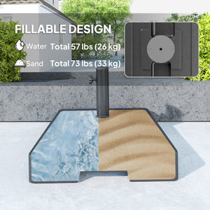 Parasol base with wheels and handle, sturdy, black