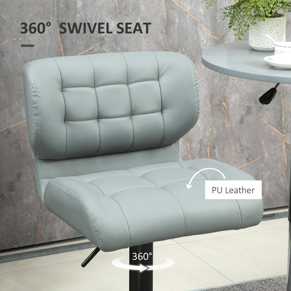 Set of 2 swivel bar stools in faux leather, grey