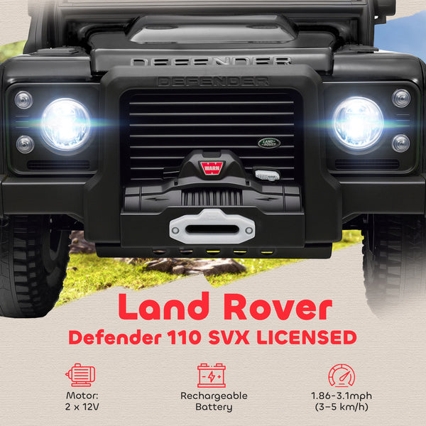 Land Rover Defender 12V Licensed with Remote Control, Black