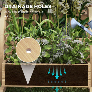 Three-tier wooden planter in the shape of a cart