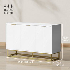 Storage sideboard with 3 doors and adjustable shelves, white