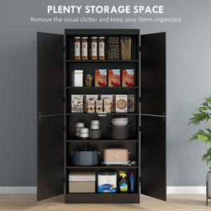 4-door storage unit with adjustable shelves, black