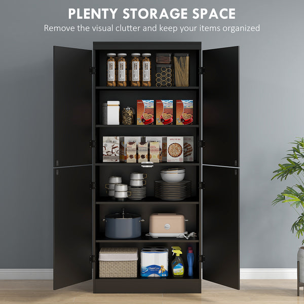 4-door storage unit with adjustable shelves, black