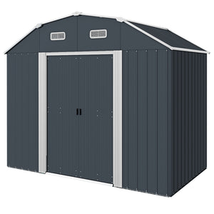 Galvanized garden shed with adjustable shelves, double sliding door and ventilation