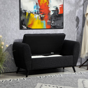 Upholstered storage bench with armrests, black