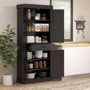 Pantry with 4 doors and 2 cabinets, aged black