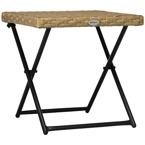 Folding garden coffee table in woven resin