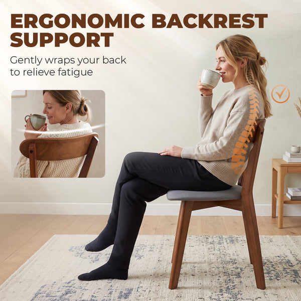 Wooden dining chairs, grey and brown, set of 2