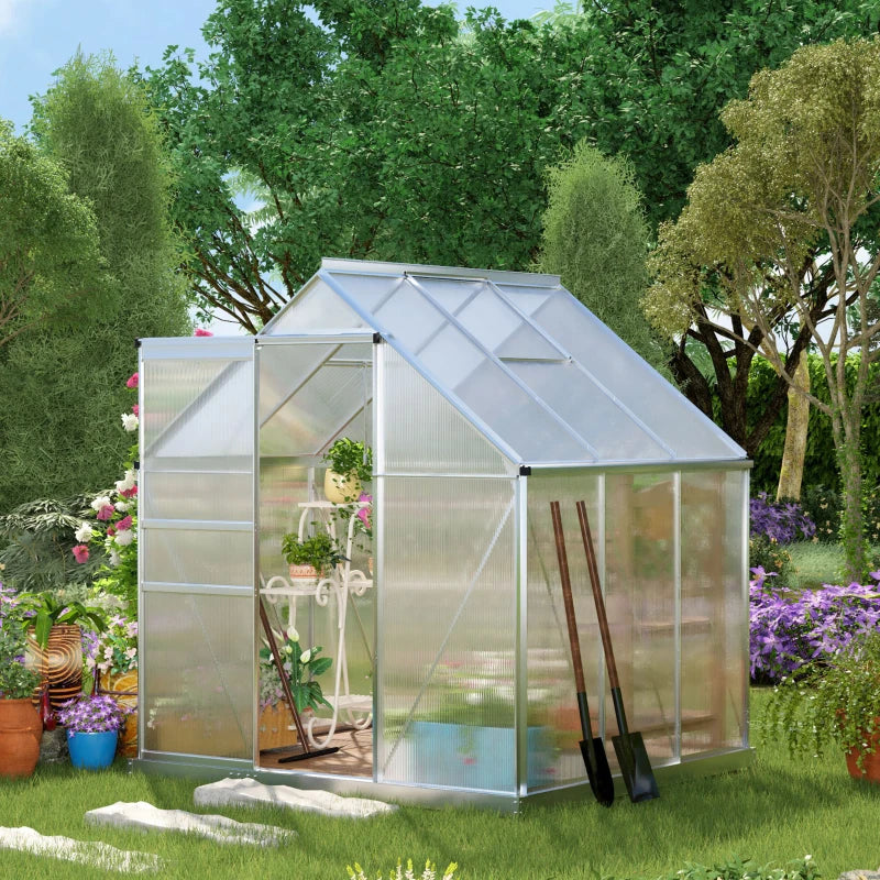 Indoor greenhouse with ventilation, sliding door and gutter