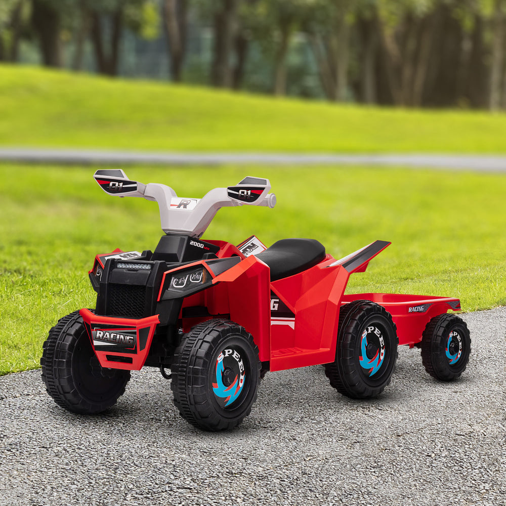 6V ATV with rear trailer, red