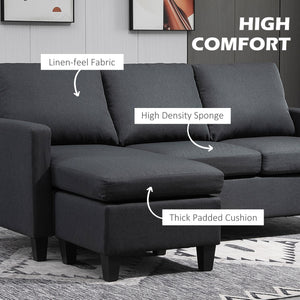 Modern sectional sofa with ottoman, dark gray