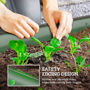 Galvanized raised planter kit with safety edging, green