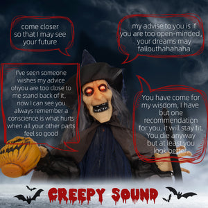 6.2ft Life-Size Halloween Outdoor Witch with Broomstick Decoration, Sound and Motion Activated with Light-Up Eyes