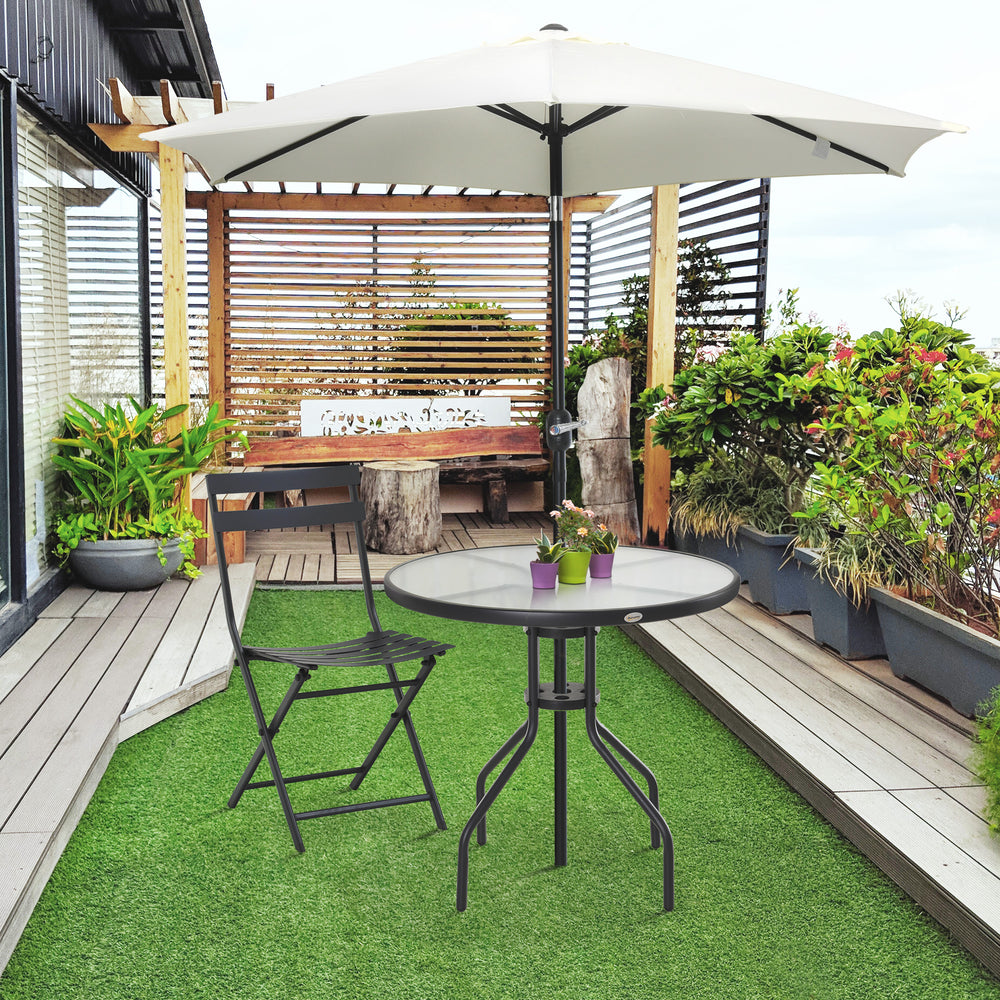 Round bistro table with tempered glass top