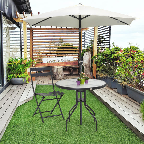 Round bistro table with tempered glass top