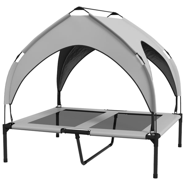 Elevated cooling dog bed with washable breathable mesh canopy