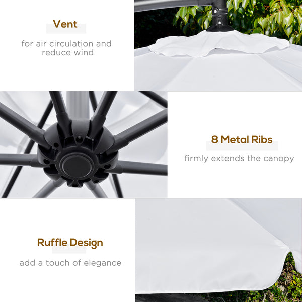 9-foot cantilever parasol with easy tilt adjustment, white
