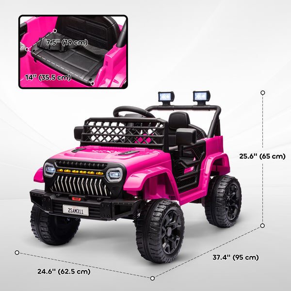 12V electric car with remote control and music, pink