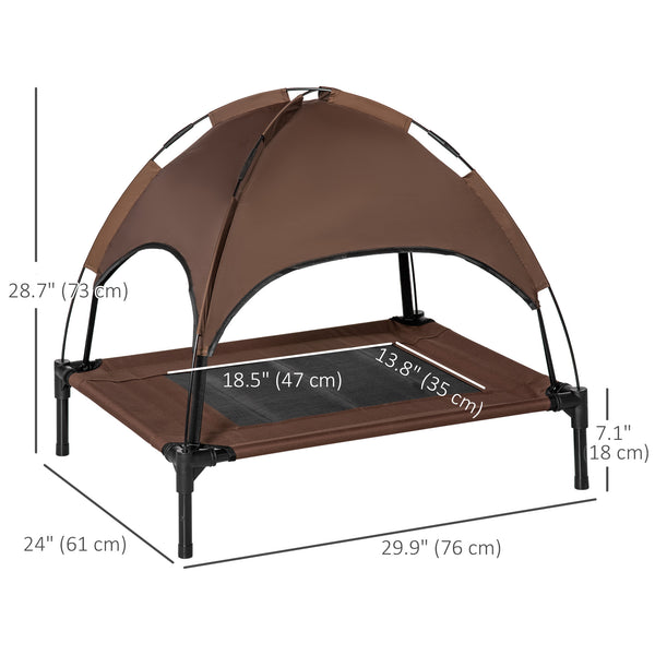 Cooling Elevated Dog Bed with Canopy, Coffee