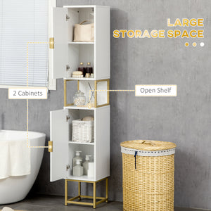Tall bathroom storage cabinet, adjustable shelf, white