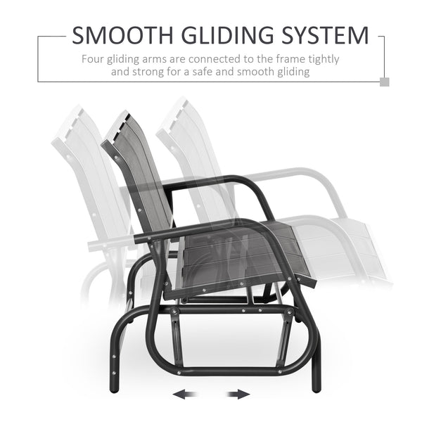 3-seater outdoor rocking chair, steel frame, fabric seat, gray