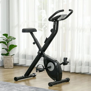 Foldable Exercise Bike with 8-Level Magnetic Resistance, LCD Display, Black