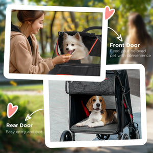 Foldable Pet Stroller for Large and Medium Dogs, Black