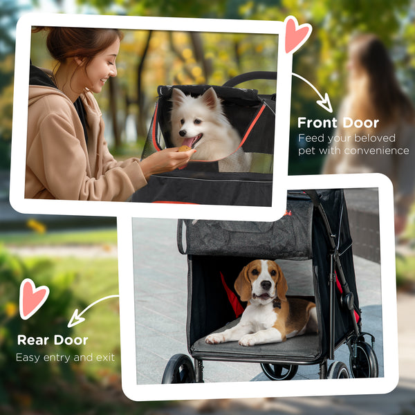 Foldable Pet Stroller for Large and Medium Dogs, Black