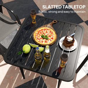 Square metal dining table, black