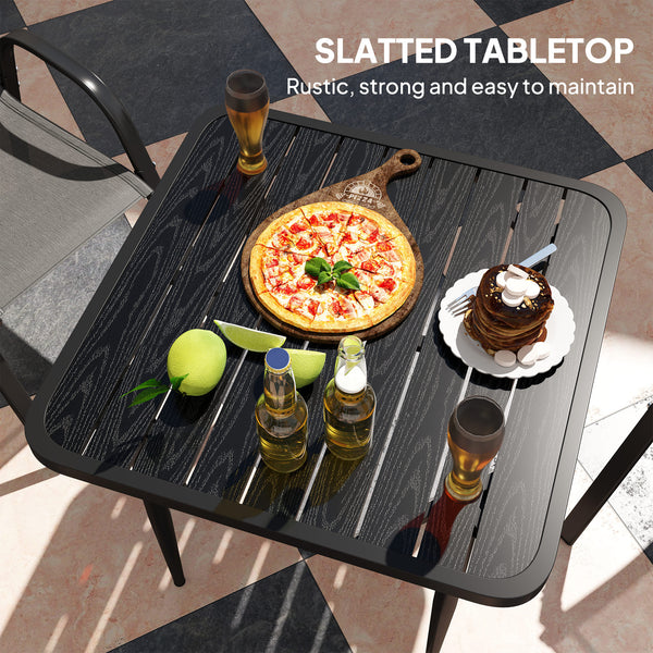 Square metal dining table, black