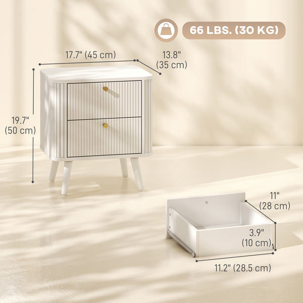 White 2-drawer nightstands, set of 2