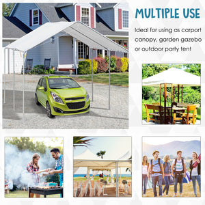 Heavy-duty 10 x 20 carport with included anchoring kit and 3 reinforced steel cables, white