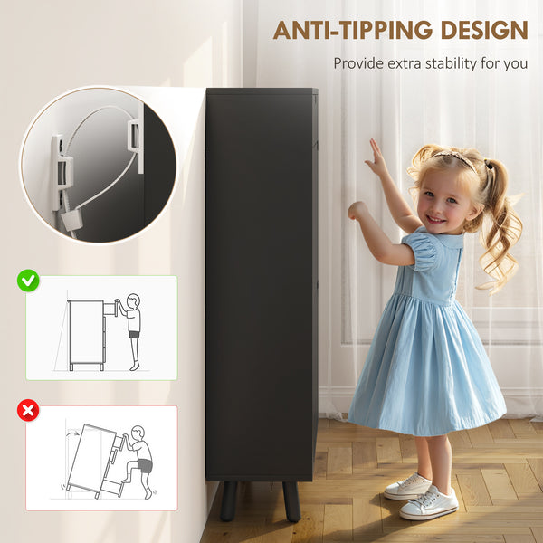 Black shoe cabinet with 2 tilt drawers and top drawer – Holds up to 12 pairs