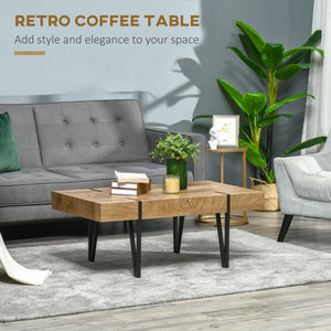 Rustic rectangular coffee table with hairpin legs